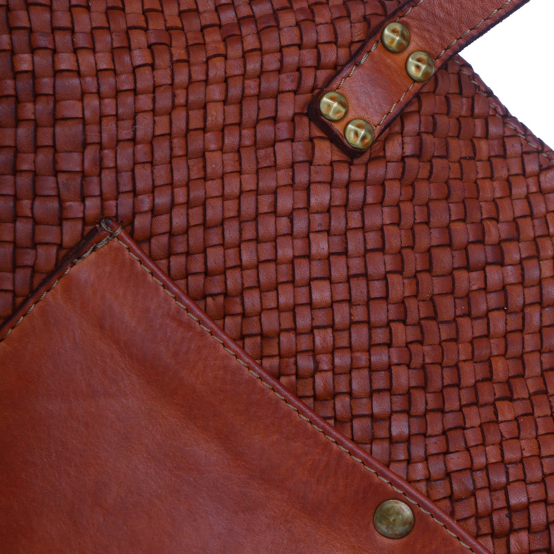 VERA PELLE torebka skórzana shopper pleciona vintage V533 czarna