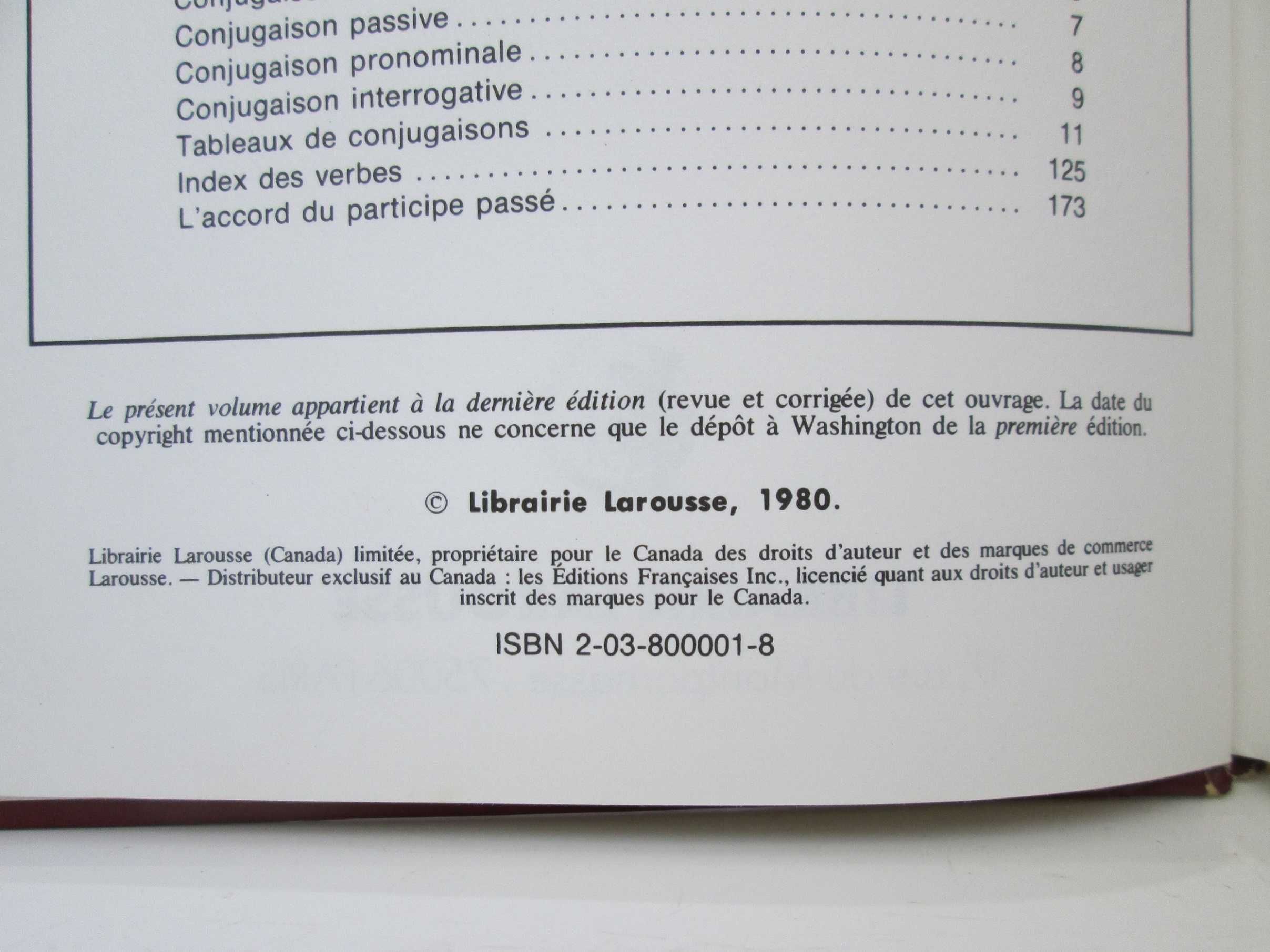 Livro Larousse de la conjugaison 1983