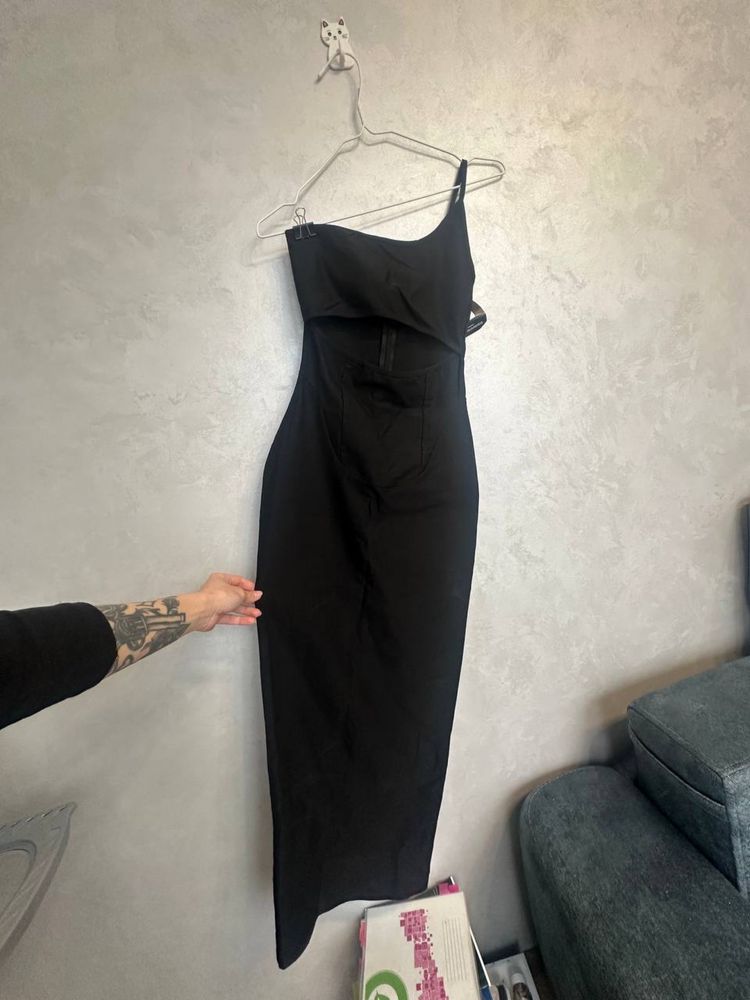 Платье макси в пол xs s черное классика в обтяжку по фигуре
