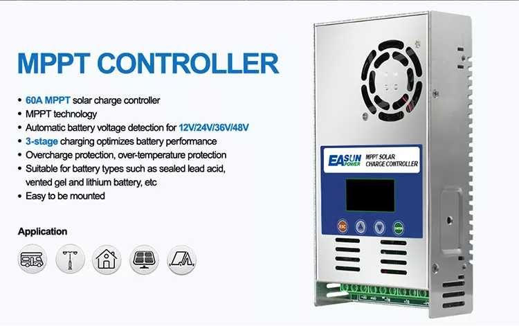 Controlador solar EASUN MPPT 60A Vin max 190Vdc