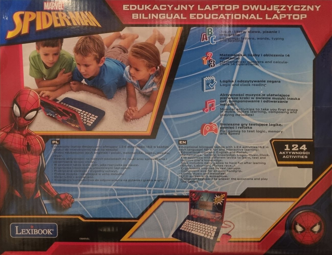Lexibook laptop edukacyjny polsko-angielski -motyw spiderman