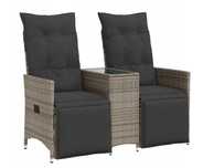 Rozkładana sofa ogrodowa, fotele dla 2 os., ze stolikiem, rattan