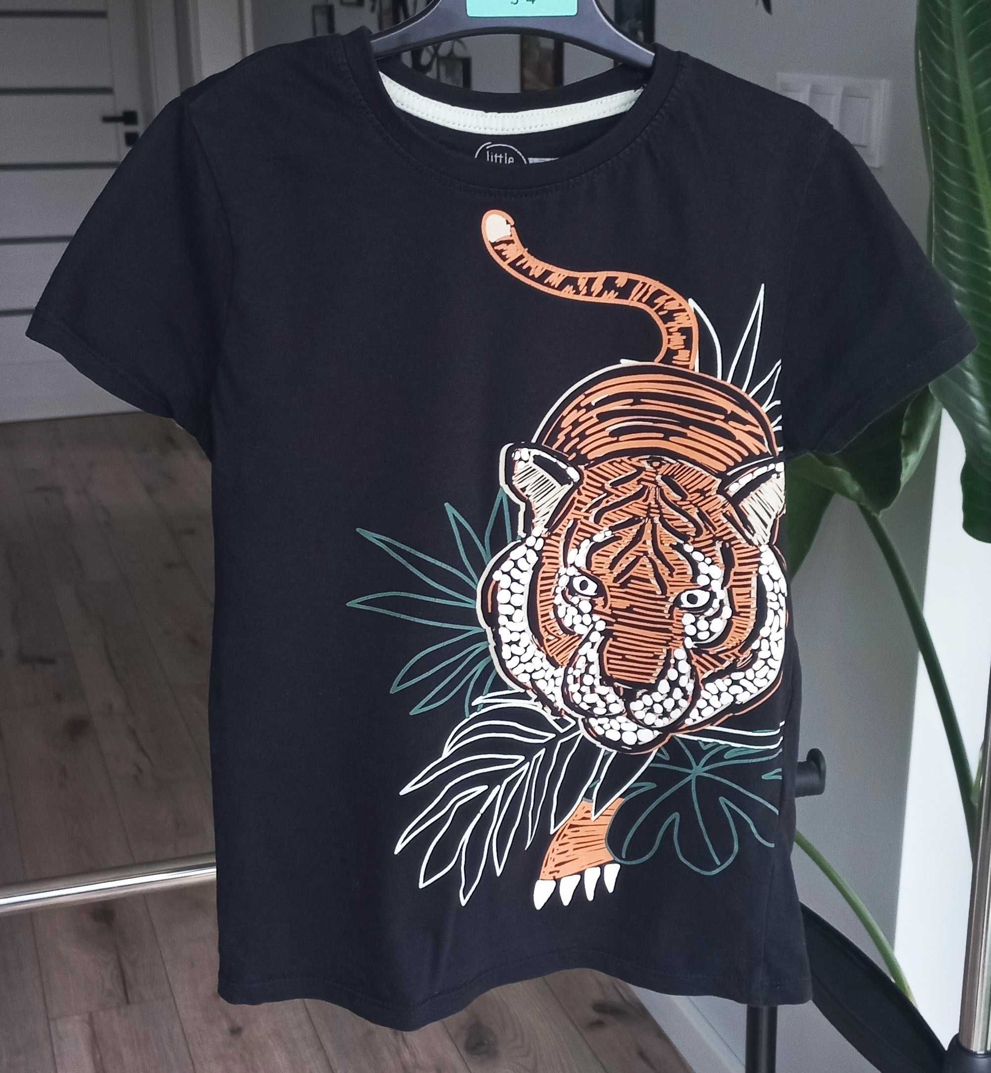 Czarna koszulka t-shirt z tygrysem tygrys 128 Little Kids