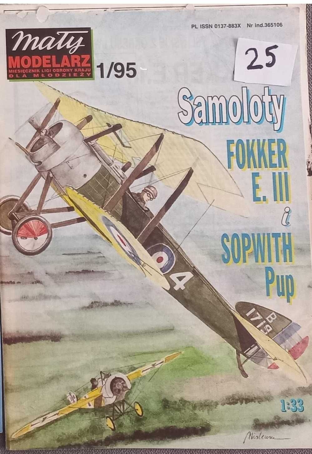 Mały Modelarz 1/1995 Samoloty myśliwskie Fokker E III. i Sopwith PUP