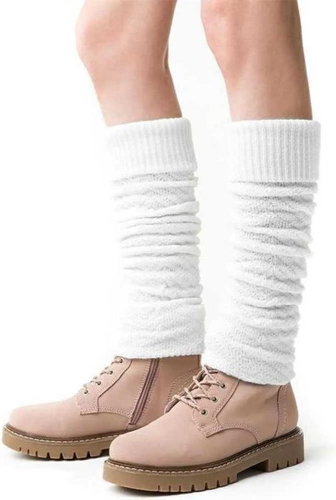 Гетри білі вище коліна в'язані теплі