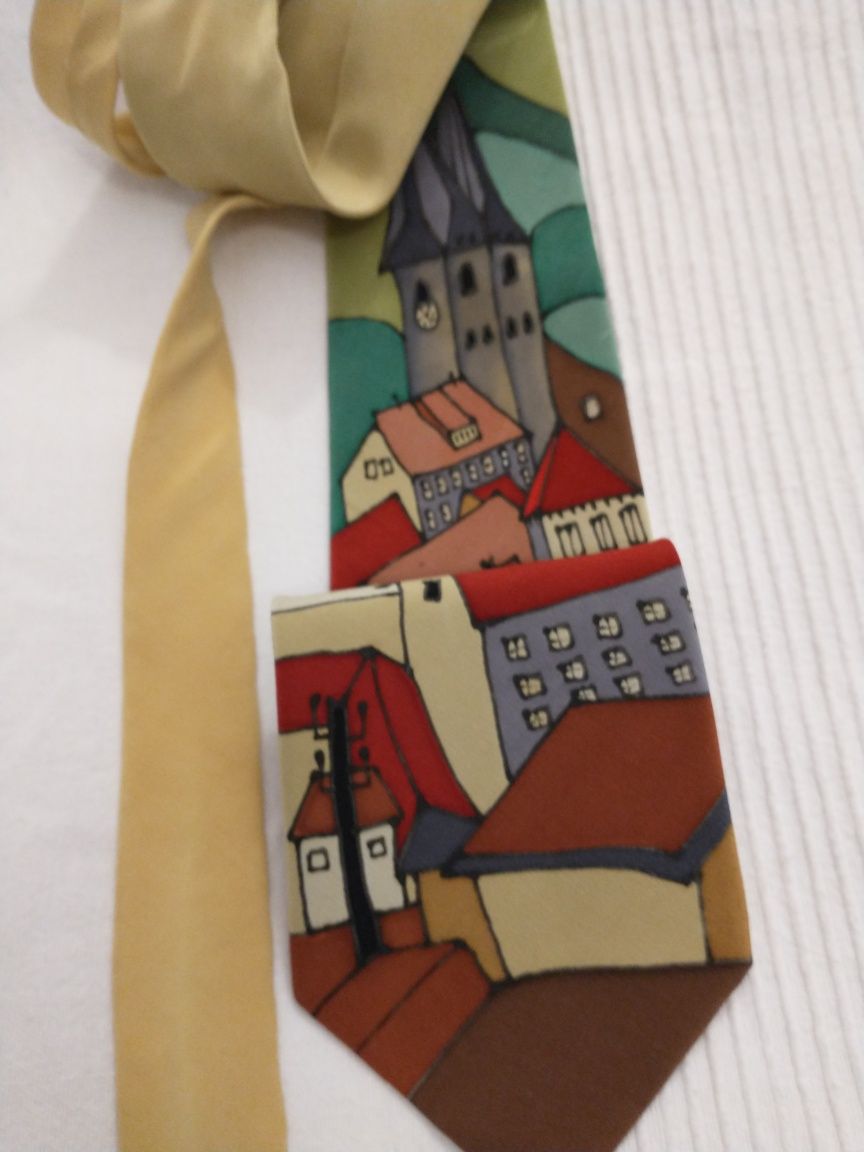 DESIGNERSKI krawat artystyczny jedwabny