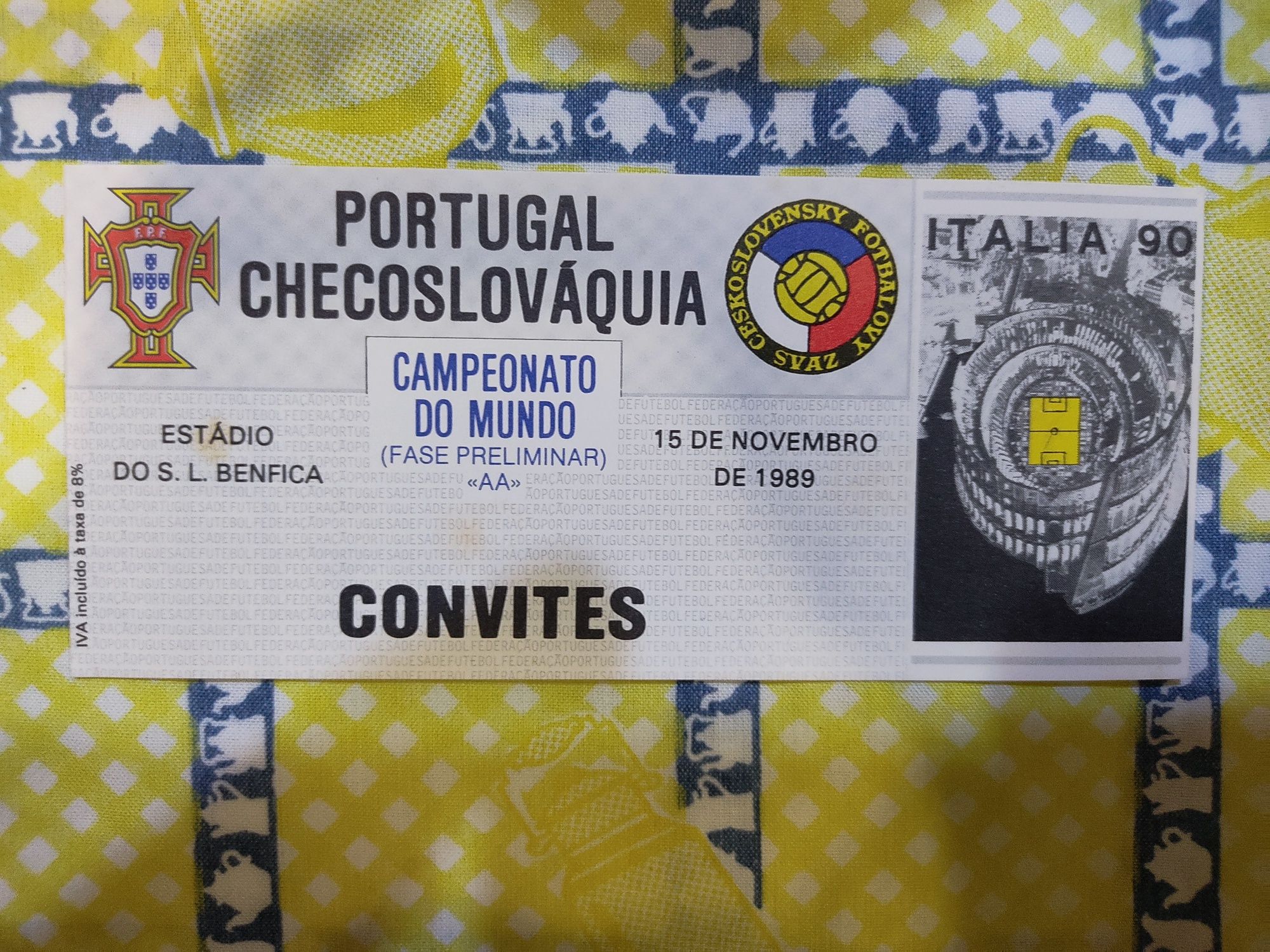 Bilhete Portugal Checoslováquia 1989