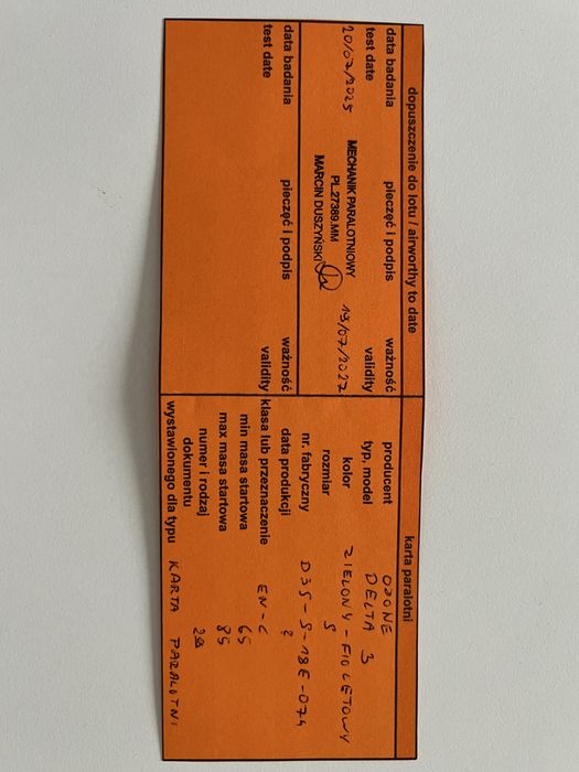 Paralotnia Ozone Delta 3 S