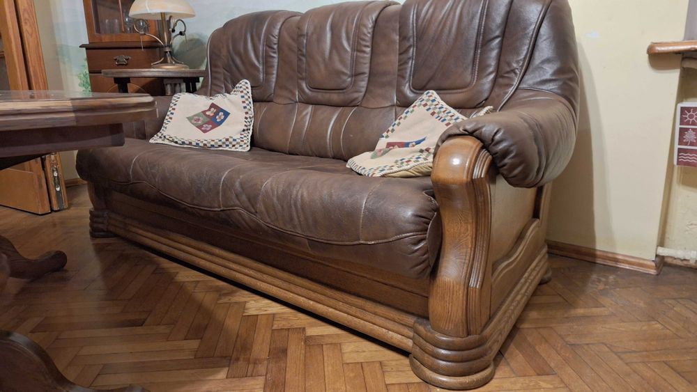 Komplet wypoczynkowy, skórzany.