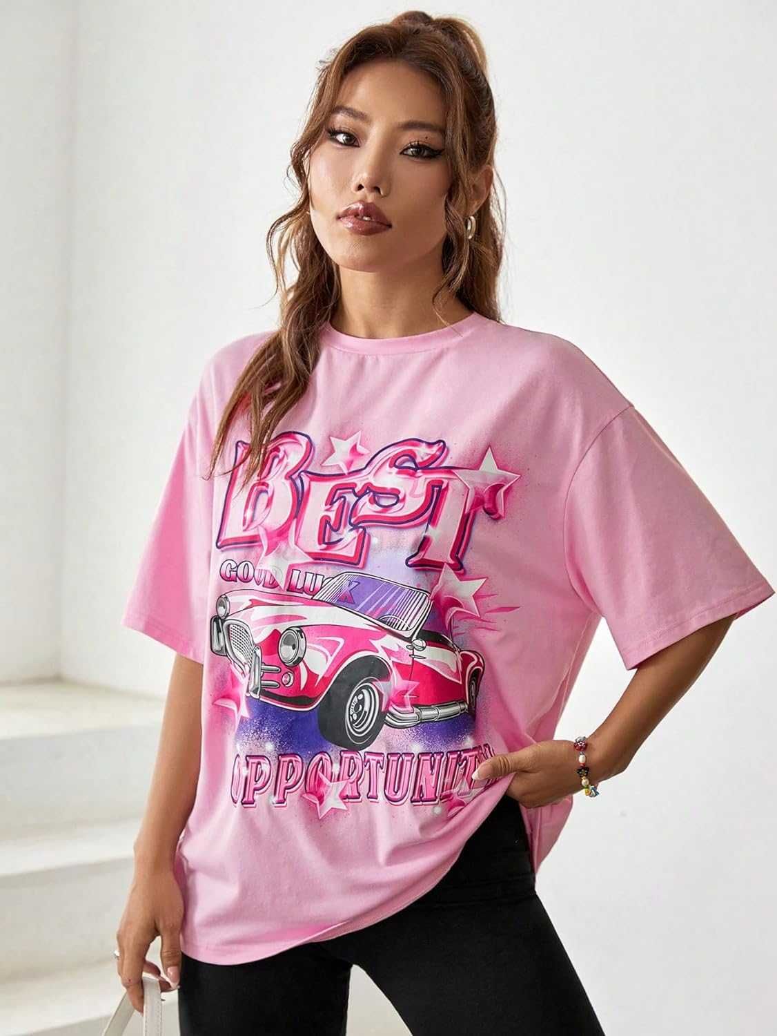 Damskie T-shirty z nadrukiem samochodowym