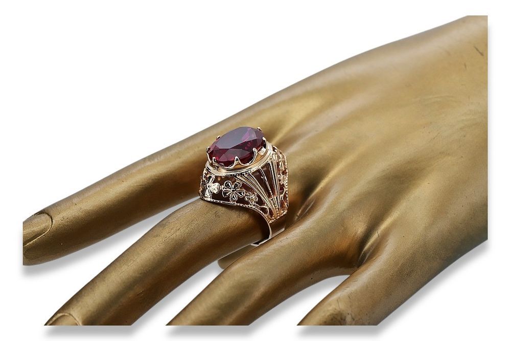 Pierścionek z czerwonego złota 14k 585 z Rubinem Vintage vrc031 Gdańsk
