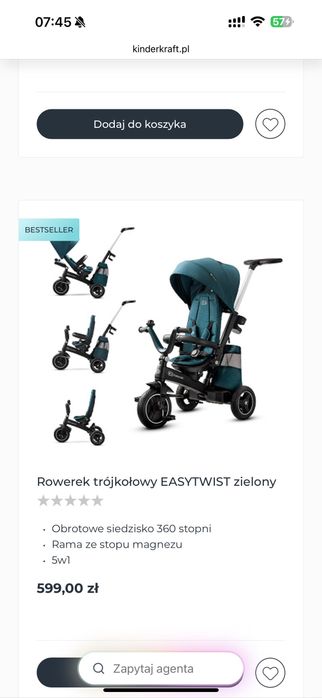 rower/wózek dla dzieci Kinderkraft EASYTWIST