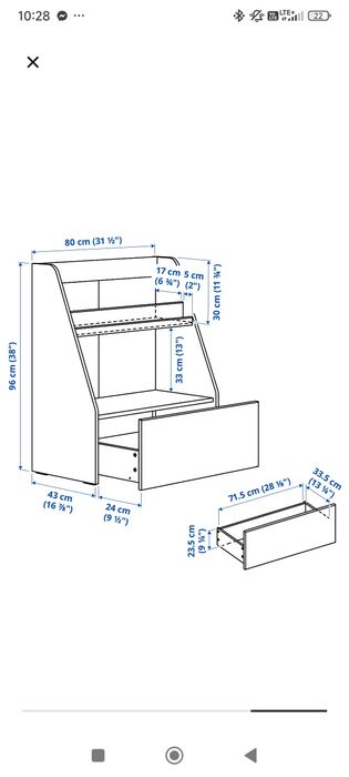 Regał na książki IKEA z szufladą BERGIG