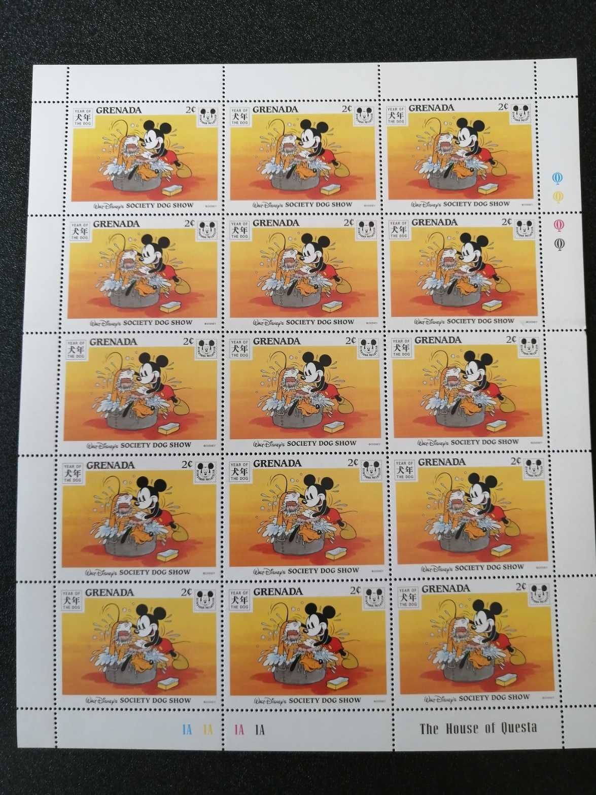 Disney Mickey Donald Pateta folhas completas selos de diversos países