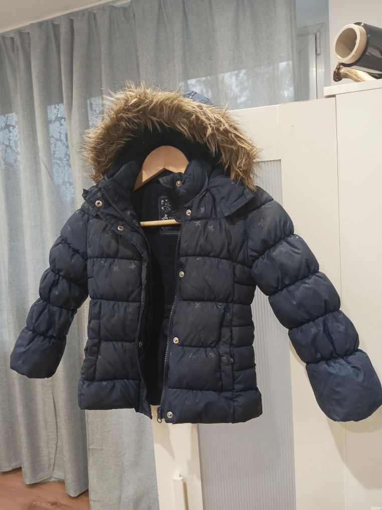 Kurtka puchowa jesień zima 116 cm granatowa chłopiec dziewczynka