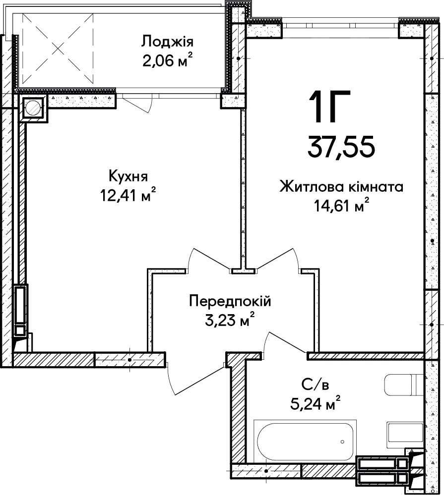 Сучасна 1к квартира в зданому будинку по вул. О.Кобилянської!