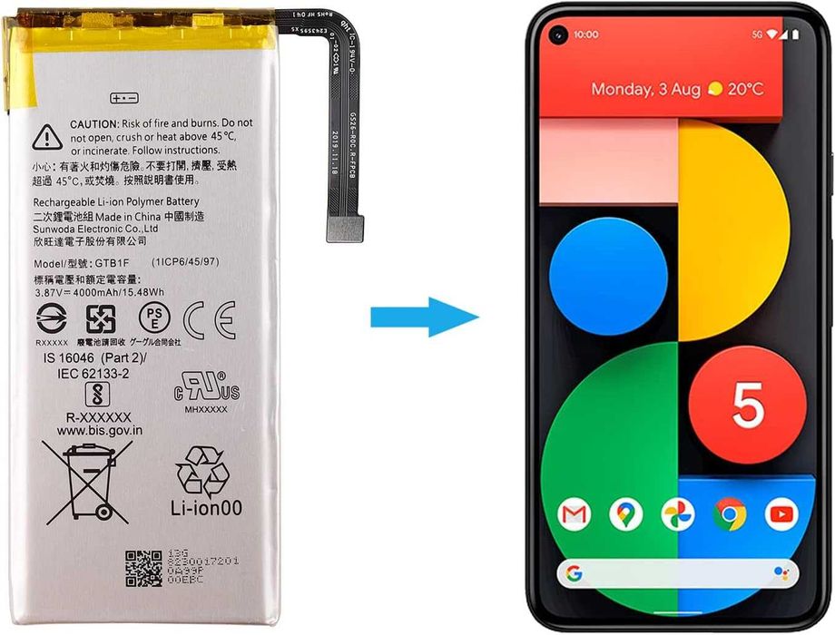 Duotipa Akumulator zastępczy GTB1F do Google Pixel 5 bateria