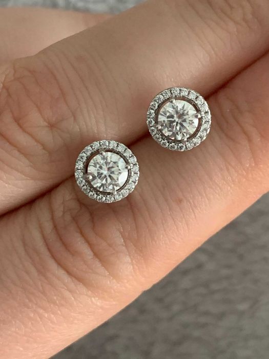 серьги серебро 925 с бриллиантами муассанитами