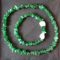 Fluoryt Zielony naszyjnik + bransoletka - intensywny kolor