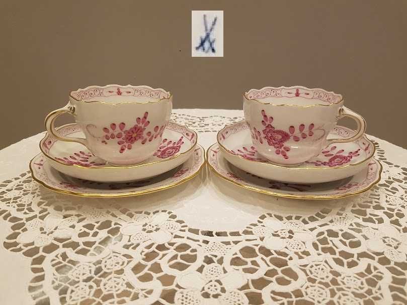 Zestaw śniadaniowy, trio (215 ml) porcelana królewska Miśnia (Meissen)