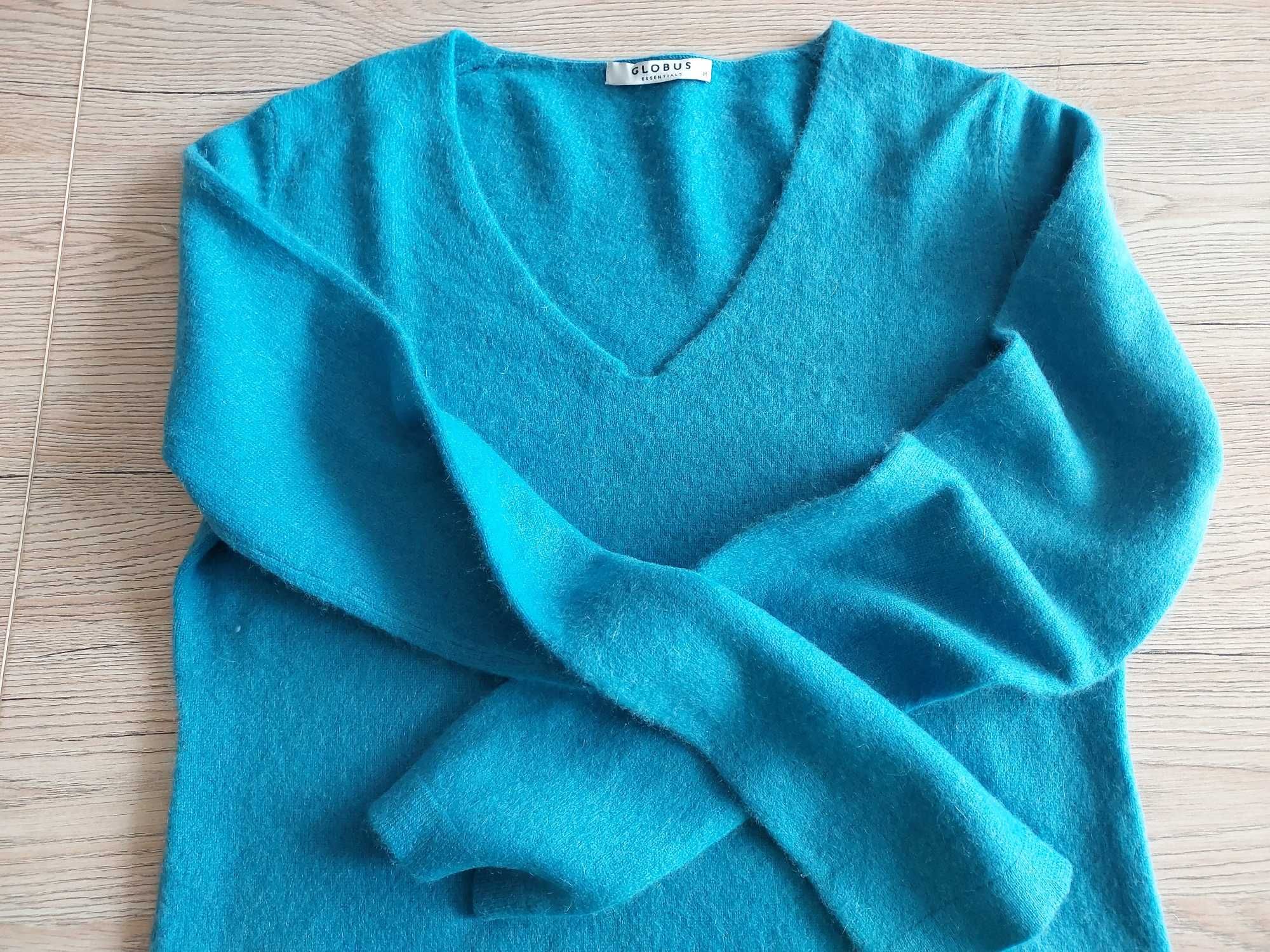 100% kaszmir 38 M Globus sweterek kaszmirowy klasyczny niebieski