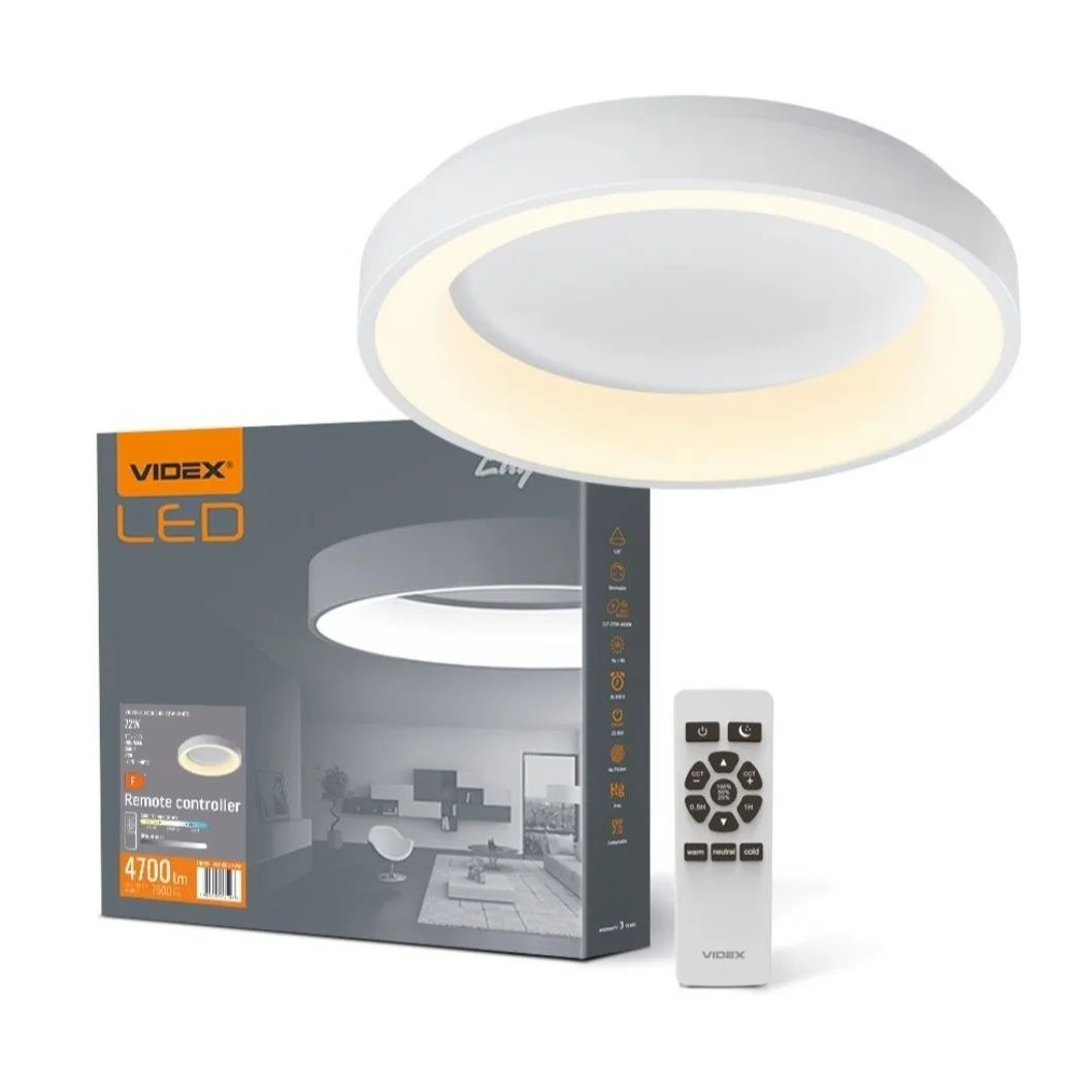 Светодиодный потолочный светильник с пультом LED VIDEX EDGE-R