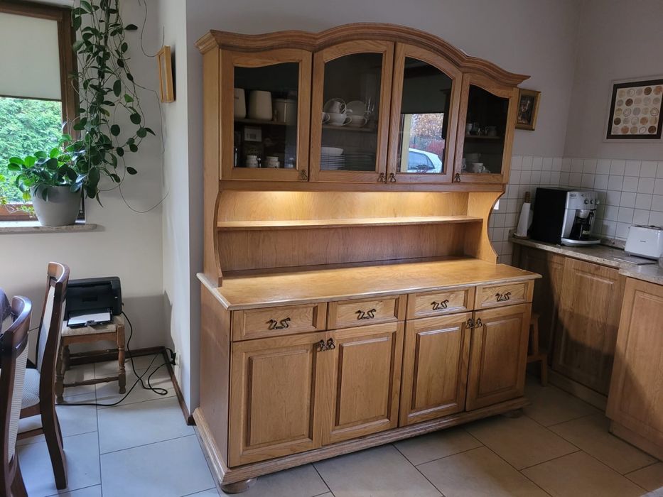 Kredens dębowy kuchenny witryna plus szafka