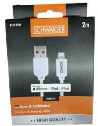 SCHWAIGER, kabel do ładowania/synchronizacji 2,0 m iPhone iPad iPod