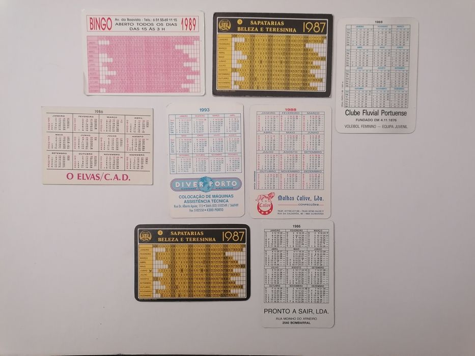 Conjunto de 8 calendários diversos sobre desporto