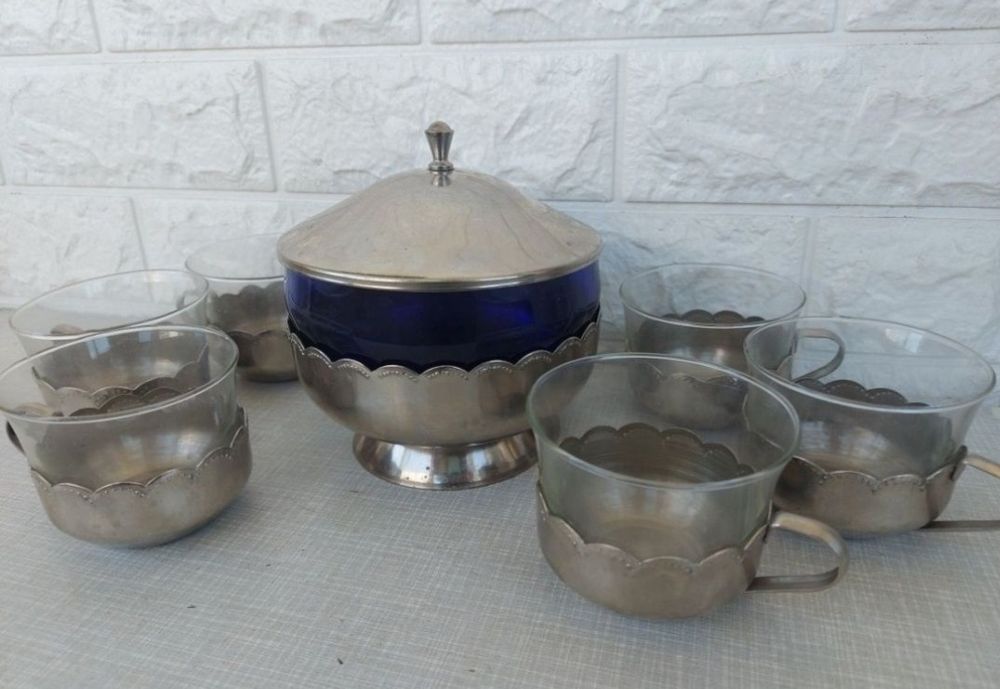 Сервиз ссср кобальтовое стекло