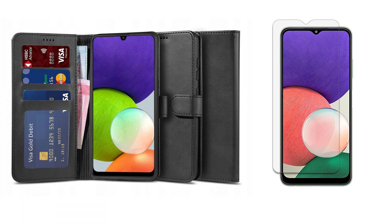 Etui Wallet Portfel z Klapką Szkło Hartowane do Samsung Galaxy A22 5G