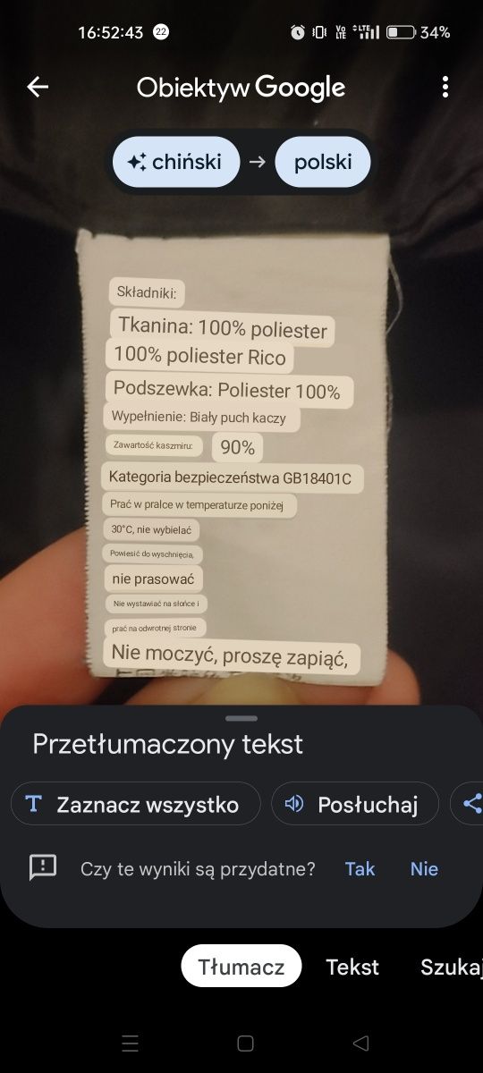 Zimowa kurtka w kolorze khaki