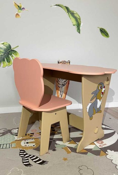 Дитячий столик і стільчик хмаринка персикова Зайчик. Від виробника