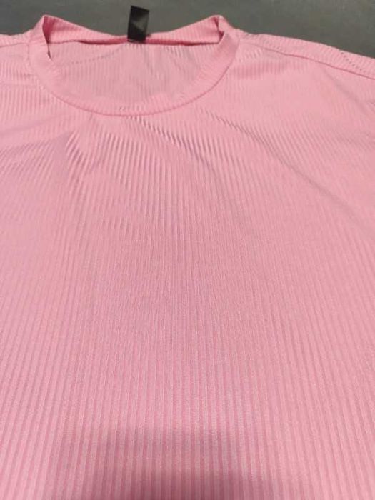 Shein koszulka prążkowana t-shirt różowa oversize 4xl