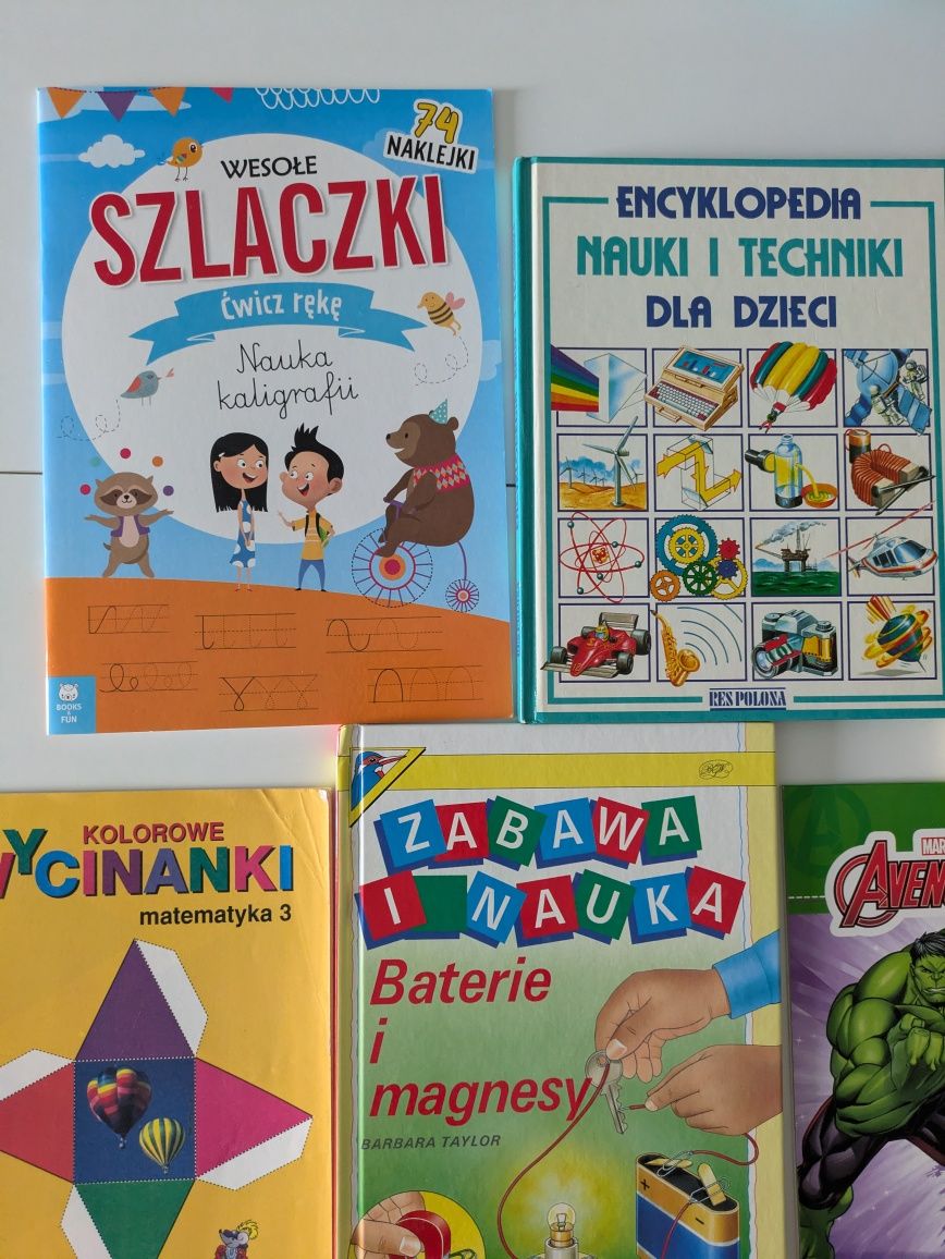 Zestaw książek ćwiczeń dla dzieci nowe i używane 9 sztuk