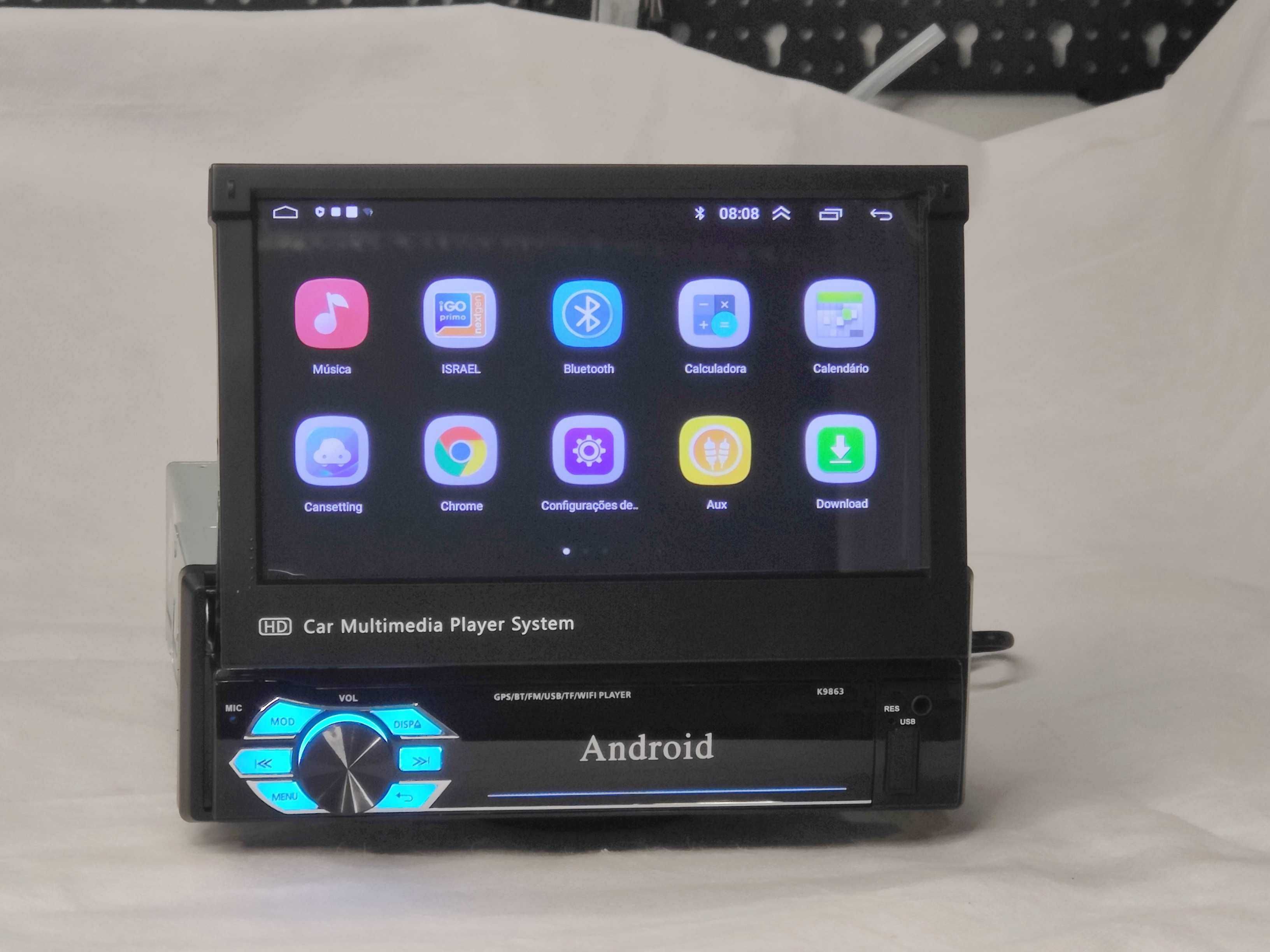 Radio 1 DIN Android 11 Abertura automática - GPS WIFI Bluetooth NOVO