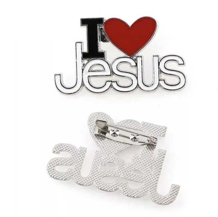 Przypinka, broszka "I Love JESUS", katolik, chrześcijan, Jezus