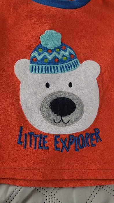 Ciepła pomarańczowa bluza z misiem r. 86