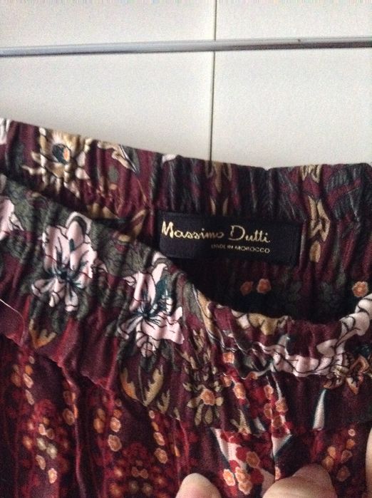 Calças seda padrão floral Massimo Dutti