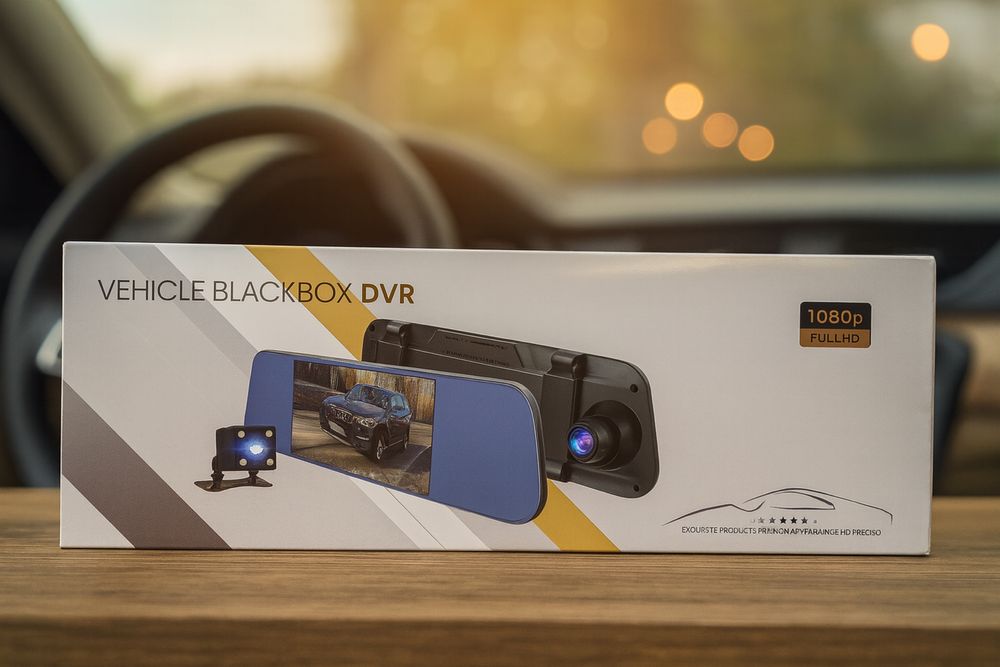 Rejestrator jazdy Vehicle Blackbox DVR 1080p w lusterku + kamera tylna