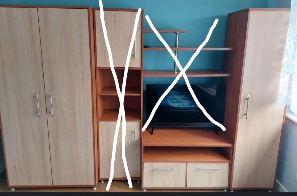 Zestaw szafa, słupek, komoda