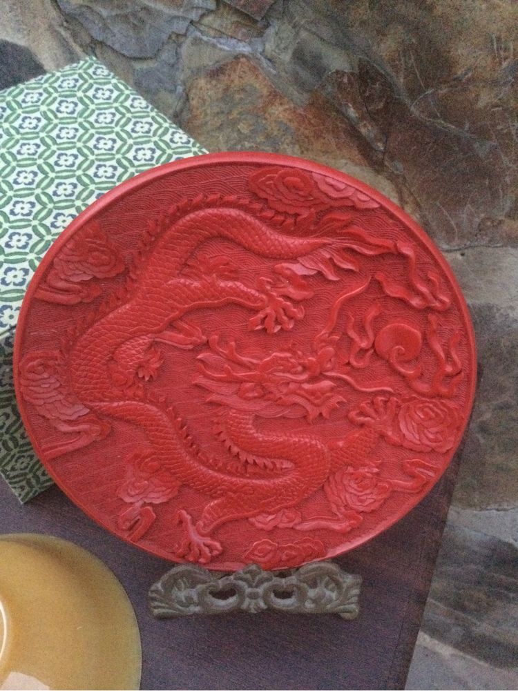 Prato Dragão Cinnabar China Séc XIX 15,1 cm
