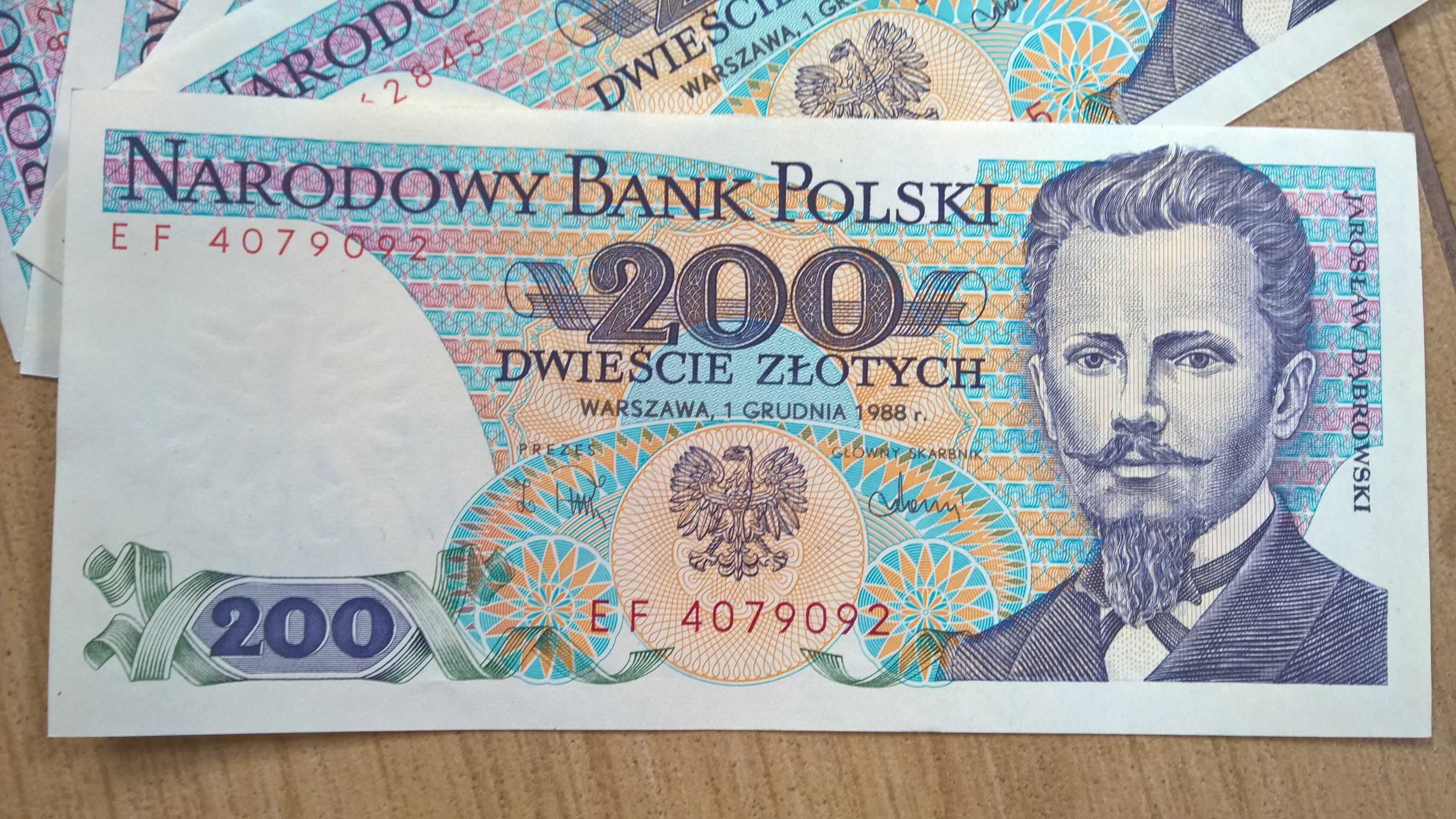 Banknot 200zł Dąbrowski PRL stan idealny