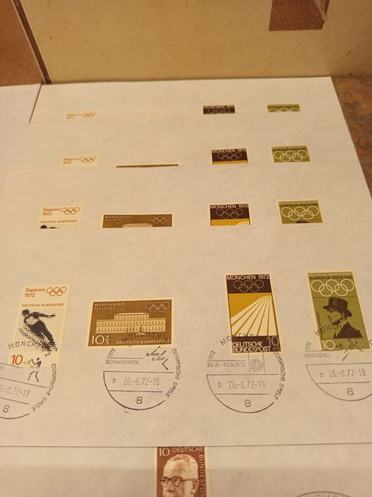 Zestaw kopert, znaczków Olimpiada 1972