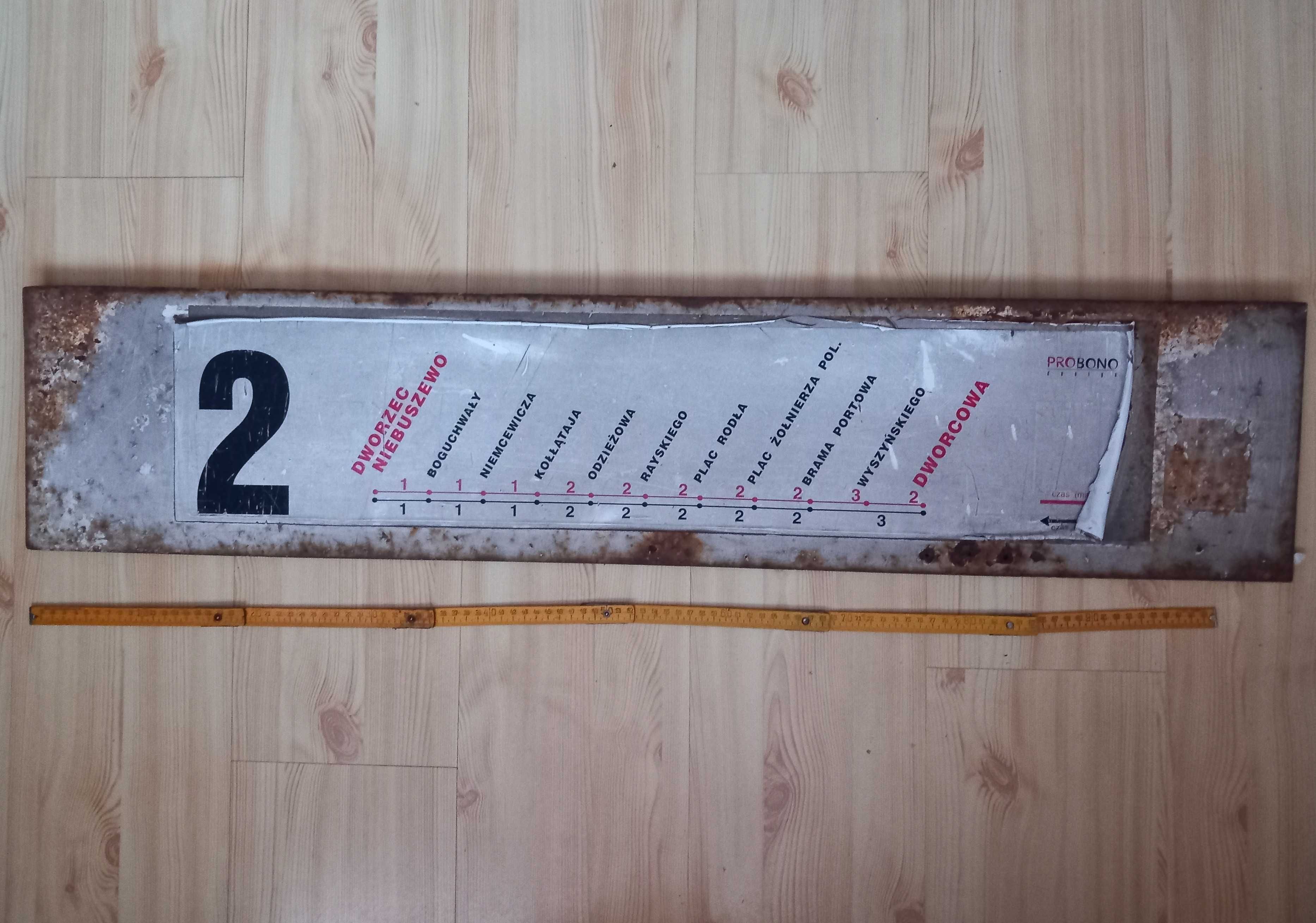 Tablica tramwajowa 2-stronna oryginał Tramwaje Szczecin Niebuszewo PRL