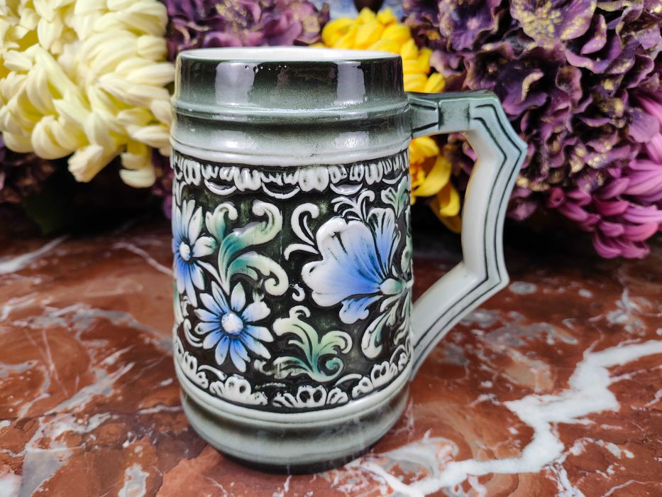 Śliczny ceramiczny kufel - Motywy kwiatowe - 0,75 L - Sitzendorf #2
