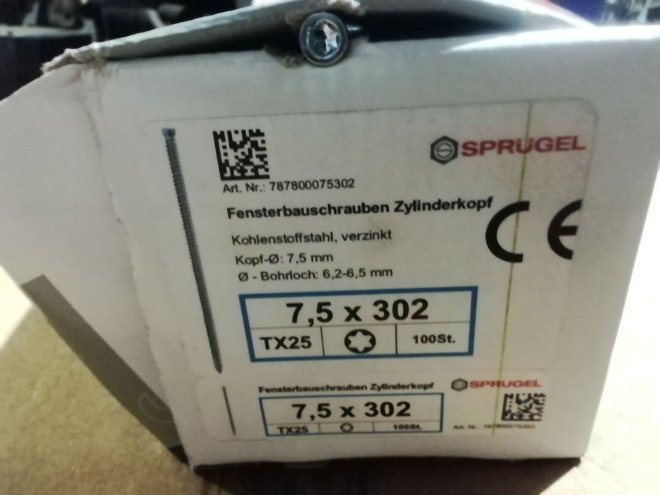 Śruba montażowa do okien PCV 7,5x302