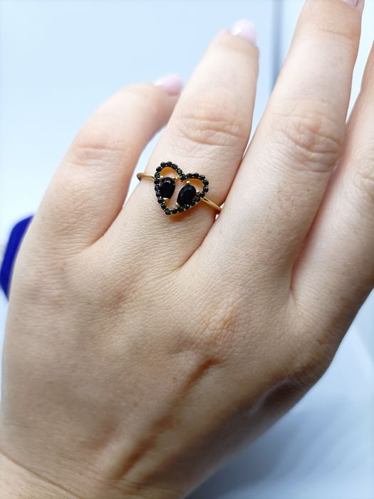 Modny pierścionek serce ze złota, złoto pr 585