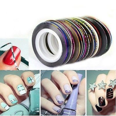 Conjunto 10 x Rolos cores várias Decoração unhas de Gel UV (Novos)