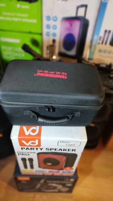 Караоке акустика Temeisheng-МХ(блютуз,SD,USB,FM)2микрофона,пультДУ